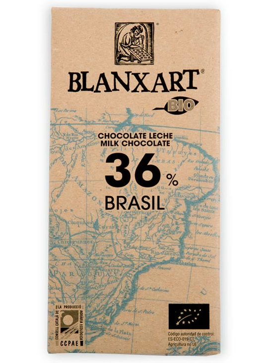 Brazilian Milk Chocolate, 36% Cocoa, Organic, 125g (Blanxart)