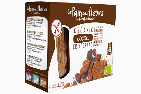 Gluten-Free Cocoa Crispbread 125g, Organic (Le Pain des Fleurs)