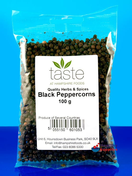 Whole Black Peppercorns 100g (Hampshire Foods)