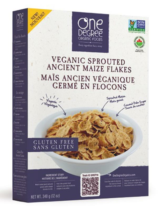 Veganic Sprouted Ancient Maize Flakes, Organic 340g (One Degree Organic Foods)