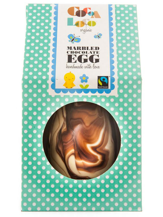 Marbled Easter Egg with Milk Chocolate Buttons, Organic 225g (Cocoa Loco)