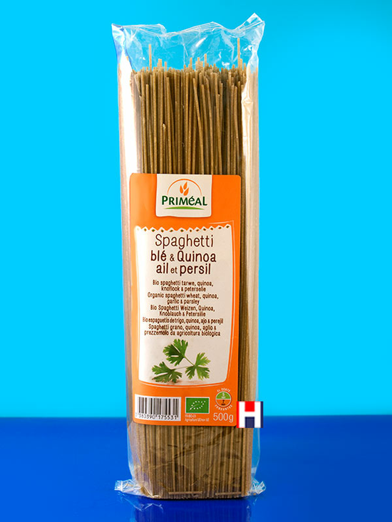 Wheat & Quinoa Spaghetti with Garlic & Parsley, Organic 500g (Primeal)