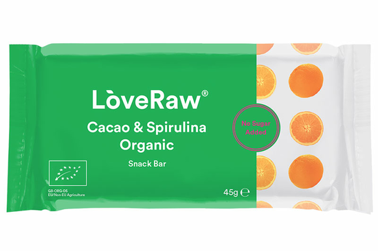 Cacao & Spirulina Snack Bar, Organic 45g (LoveRaw)
