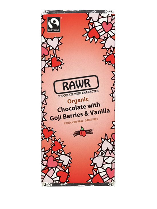 Organic Fairtrade Goji & Vanilla Raw Chocolate 60g (RAWR)