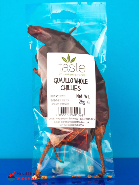 Guajillo Chillies, Whole 25g (Hampshire Foods)