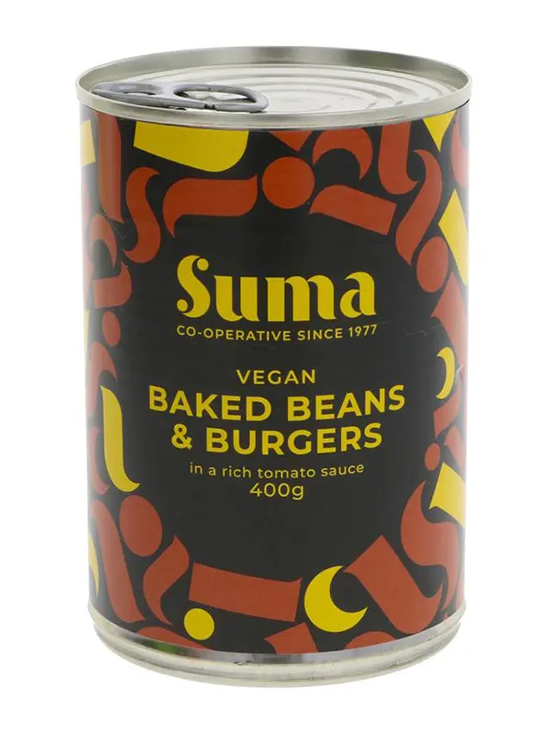 Baked Beans and Vegan Burger 400g (Suma)