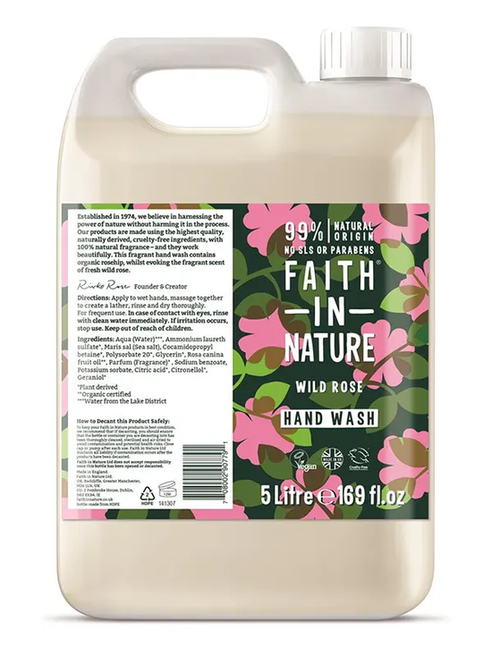 Hand Wash Wild Rose 5L (Faith In Nature)