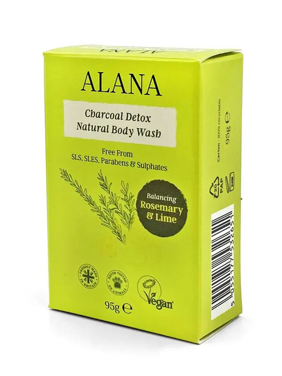 Rosemary and Lime Charcoal Detox Body Wash Bar 95g (Alana)