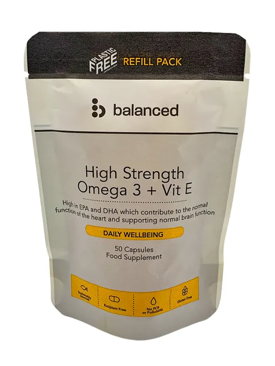 High Strength Omega 3 and Vit E Refill Pouch 50 Capsules (Balanced)