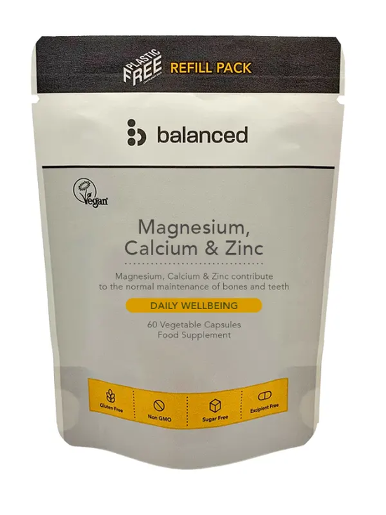 Magnesium Calcium and Zinc Refill Pouch 60 Capsules (Balanced)