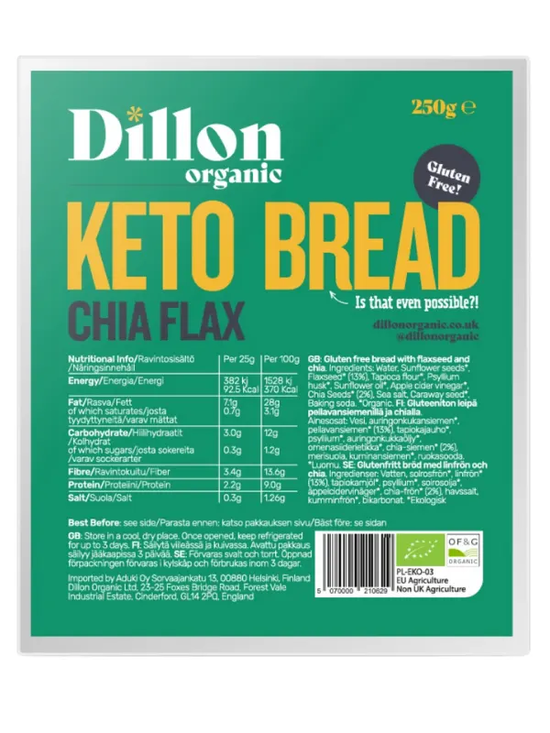 Organic Chia Flax Keto Bread 250g (Dillon Organic)