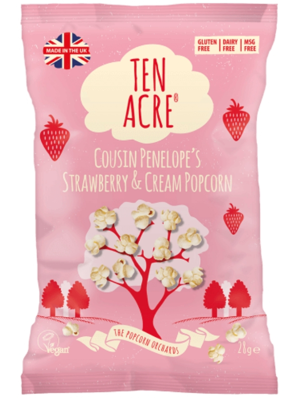 Strawberry and Cream Popcorn 28g (Ten Acre)