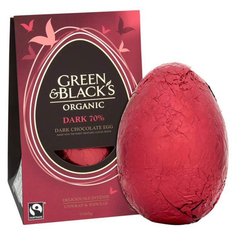 70% Dark Chocolate Easter Egg, Organic 165g (Green & Blacks)