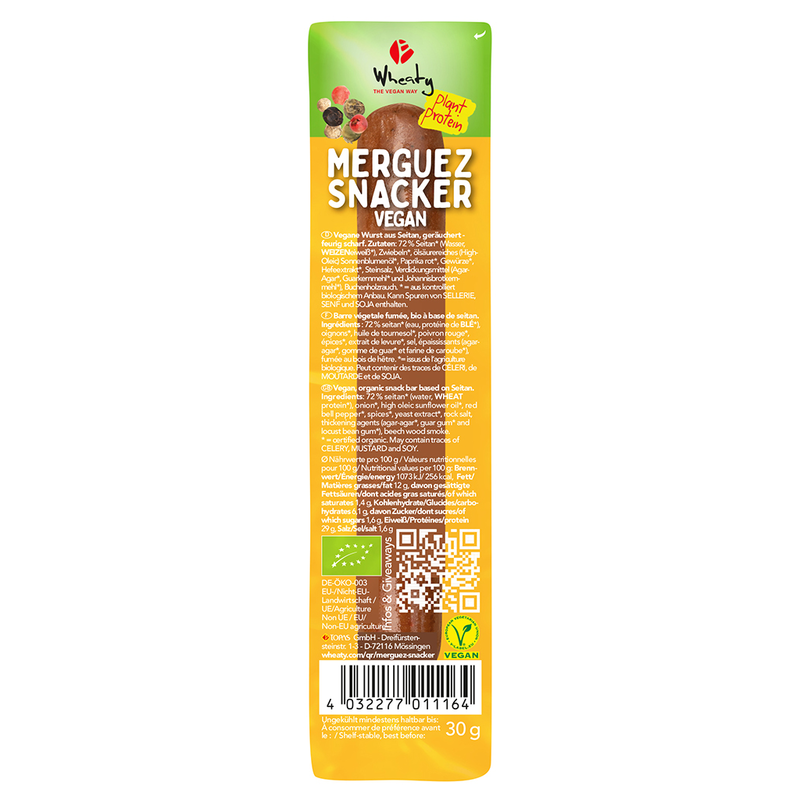Organic Merguez Snacker Vegan 30g (Wheaty)