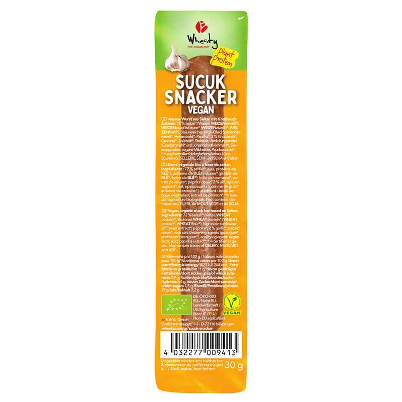 Organic Sucuk Snacker Vegan 30g (Wheaty)