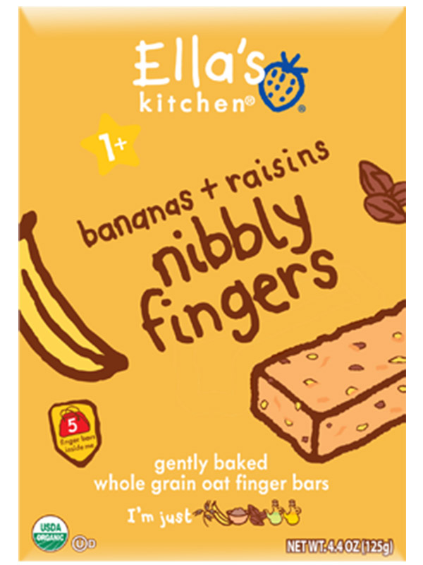 Stage 3 Bananas & Raisins Nibbly Fingers, Organic 5x25g (Ella's Kitchen