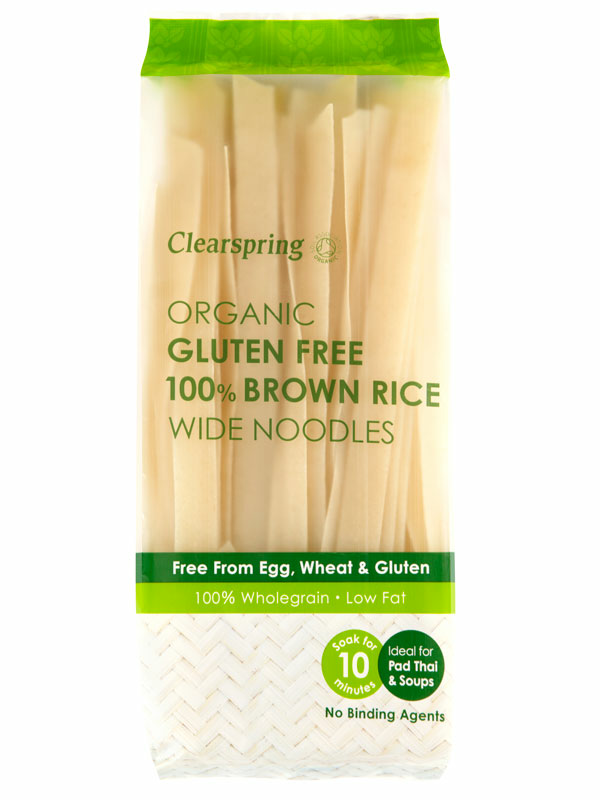 Wide Brown Rice Noodles, Organic 200g (Clearspring) Healthy Supplies