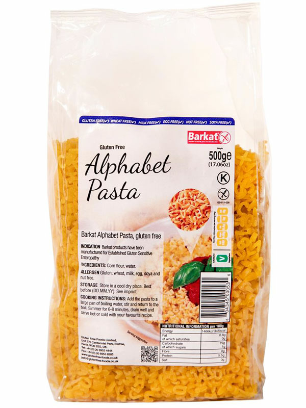Gluten-free Corn Alphabet Pasta 500g (Barkat)