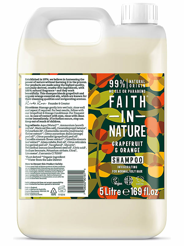 Grapefruit & Orange Shampoo 5L (Faith in Nature)
