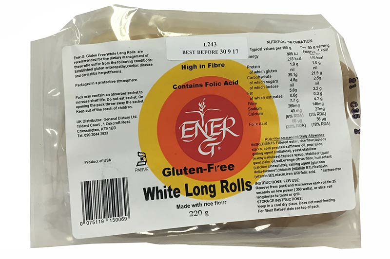 Gluten-Free Long White Rolls 220g (Ener-G)