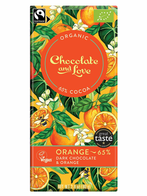 Dark Chocolate with Orange, Organic 80g (Chocolate and Love)