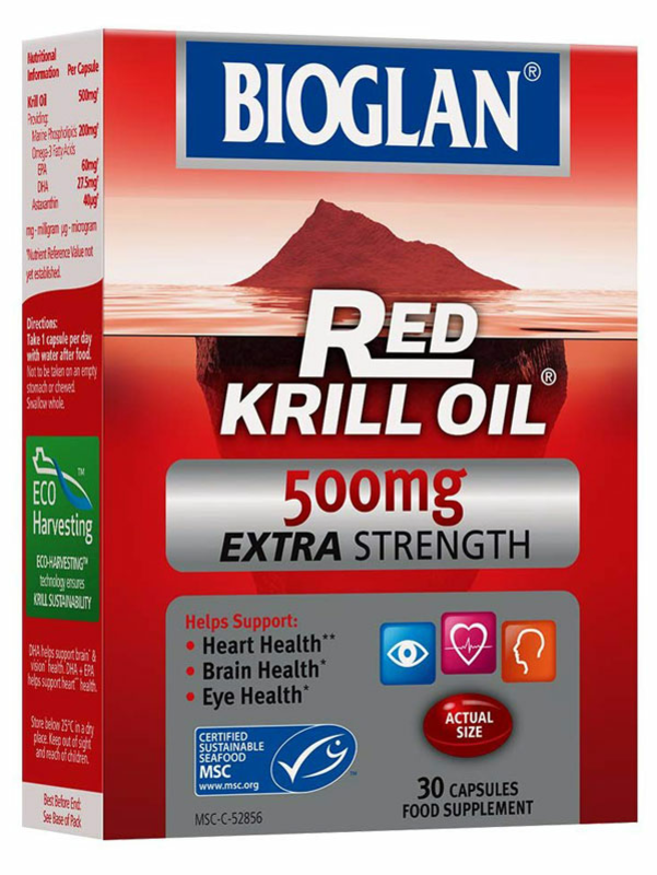 Red Krill Oil 500mg Extra Strength, 30 Capsules (Bioglan)