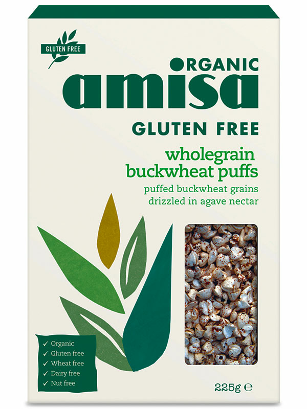 Wholegrain Buckwheat Puffs, Gluten Free, Organic 225g (Amisa)