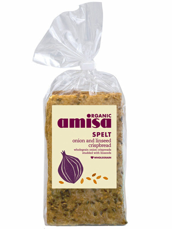 Onion & Linseed Crispbread, Organic 200g (Amisa)