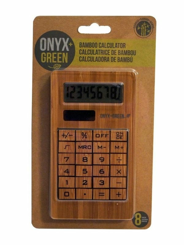Solar Powered Bamboo Calculator (Onyx and Green)