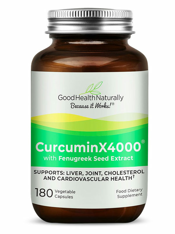 Curcumin x4000 with Fenugreek, 180 Capsules (Good Health Naturally)