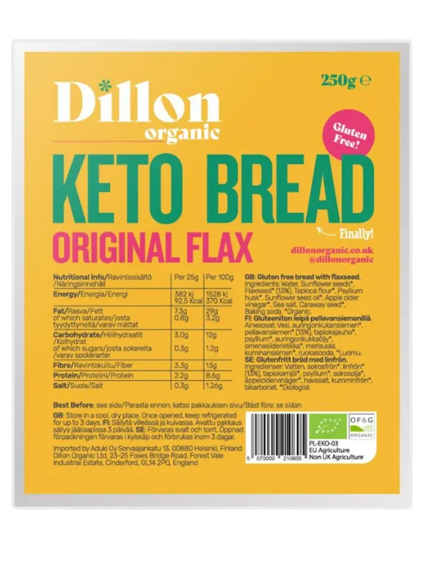 Organic Original Flax Keto Bread 250g (Dillon Organic)