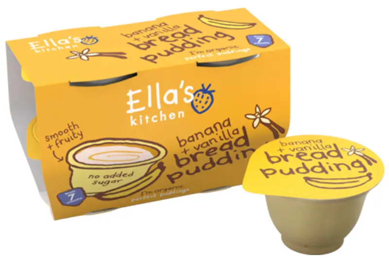 Stage 2 Banana & Vanilla Bread Pudding, Organic Multipack 4x80g (Ella's ...