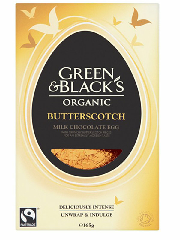 Milk Chocolate and Butterscotch Easter Egg, Organic 165g (Green & Blacks)