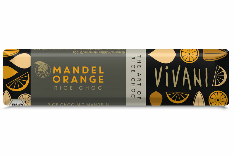 Vegan Chocolate Almond and Orange Bar 35g, Organic (Vivani) Healthy