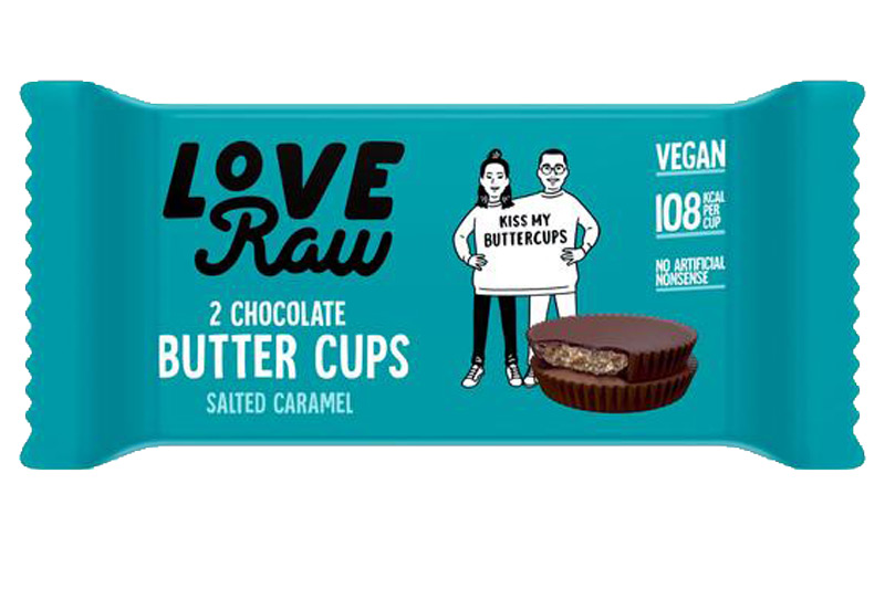 2 Chocolate Butter Cups - Salted Caramel 34g (Love Raw)