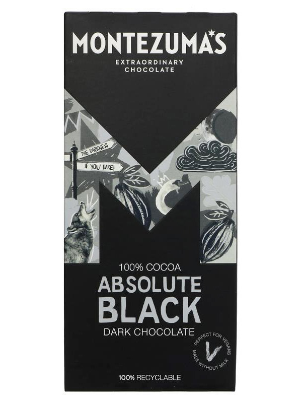 Absolute Black 100% Cocoa Dark Chocolate 90g (Montezuma's)