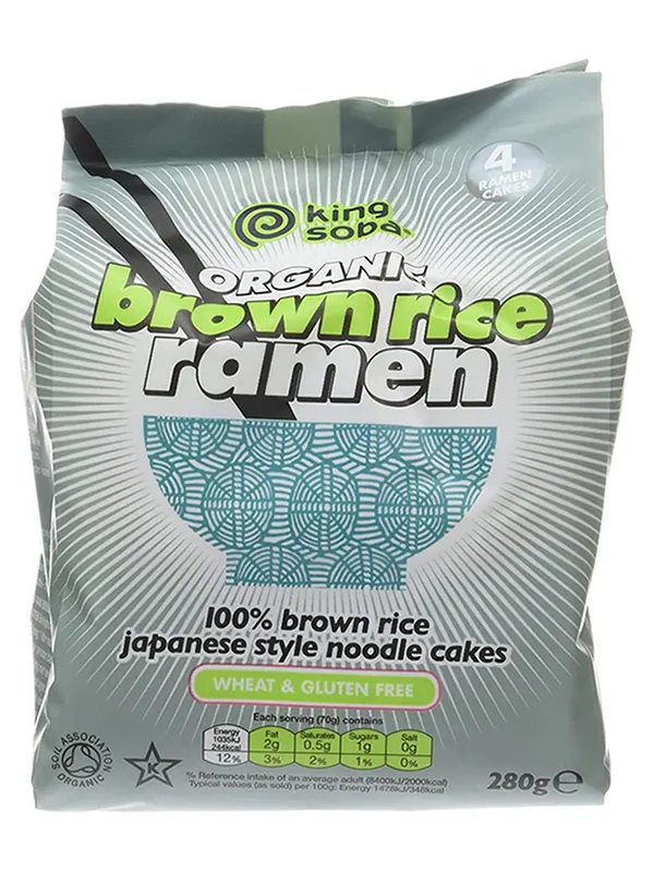 Organic 4 Pack Brown Rice Ramen Noodles 280g (King Soba)