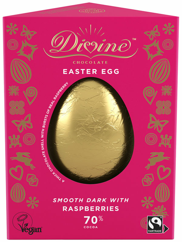 Dark Chocolate & Raspberry Easter Egg 90g (Divine)