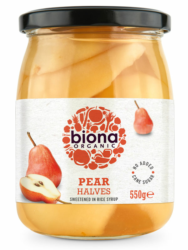 Organic Pear Halves in Rice Syrup 550g (Biona)