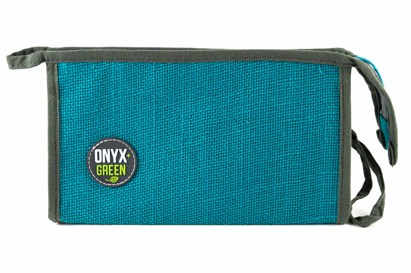100% Jute Pencil Pouch Blue (Onyx and Green)