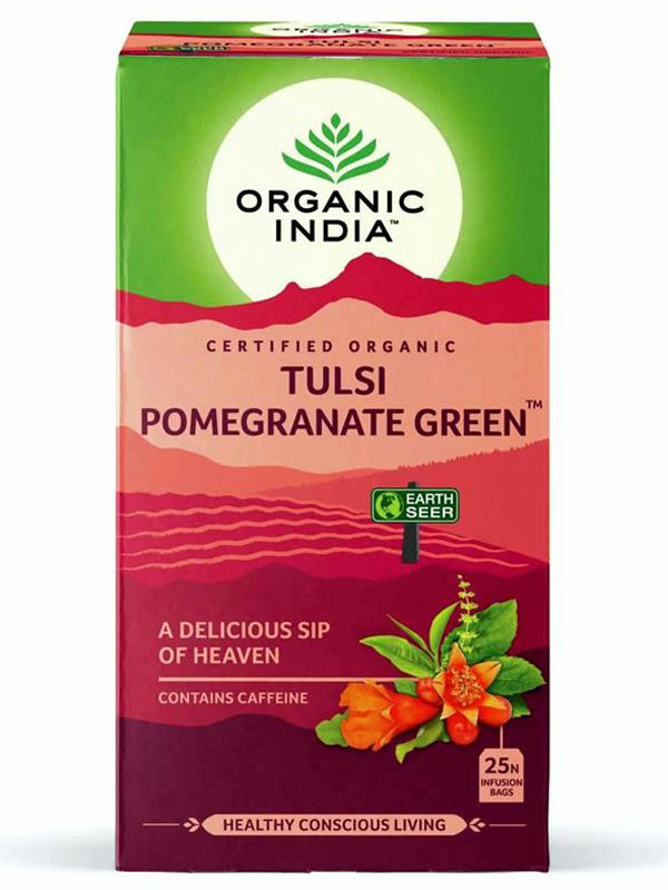 Tulsi Pomegranate Green Tea, Organic 25 Bags (Organic India)