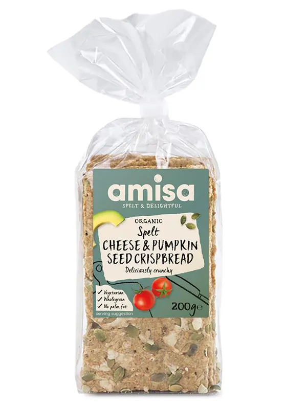 Organic Spelt Cheese and Pumpkin Seed Crispbread 200g (Amisa)
