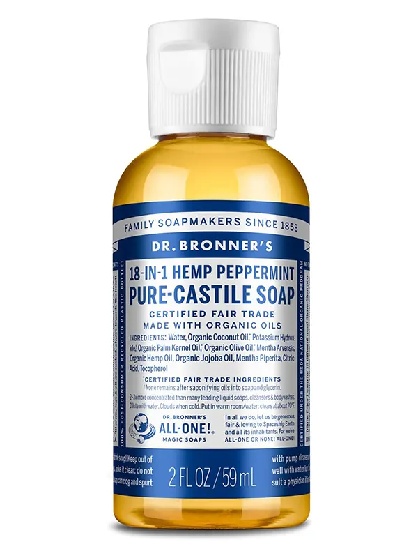 18-in-1 Hemp Peppermint Castile Soap 60ml (Dr. Bronner's)
