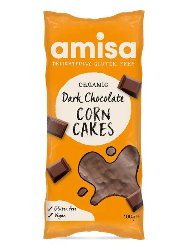 Organic Dark Chocolate Corn Cakes 100g (Amisa)