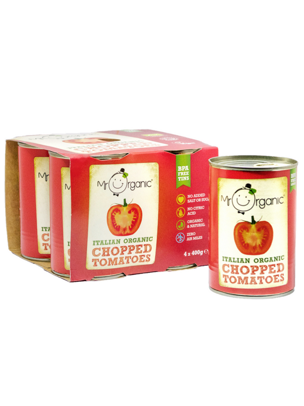 Chopped Tomatoes 4 x 400g, Organic (Mr Organic) Healthy Supplies