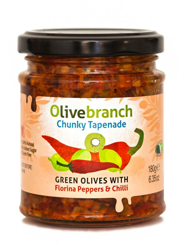 Green Olive Tapenade with Florina Peppers & Chilli (Olive Branch) Healthy Supplies