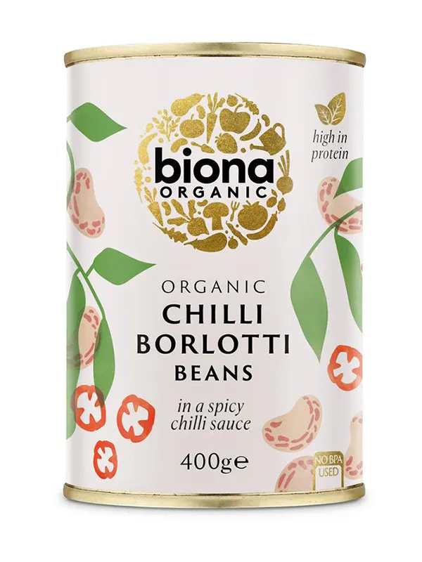 Organic Chilli Borlotti Beans 400g (Biona)