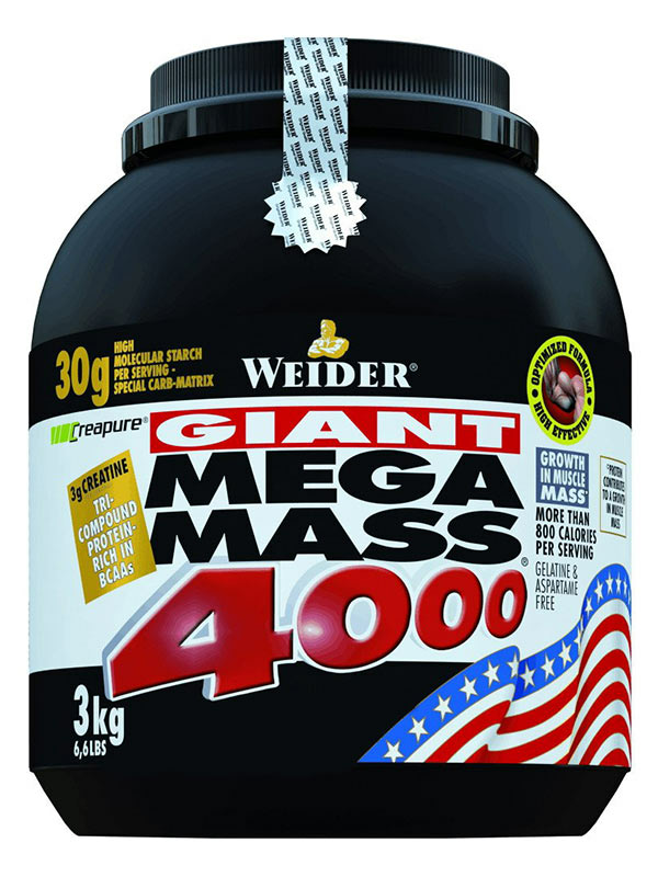 Strawberry Mega Mass 4000 Protein Powder 3000g (Weider Nutrition)