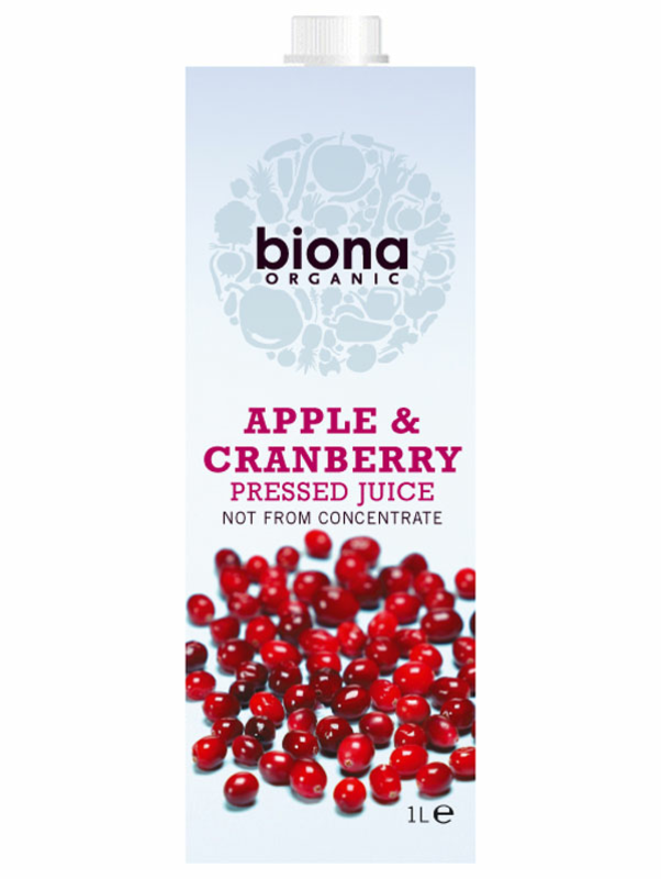 Apple & Cranberry Juice, Organic 1 Litre (Biona) Healthy Supplies