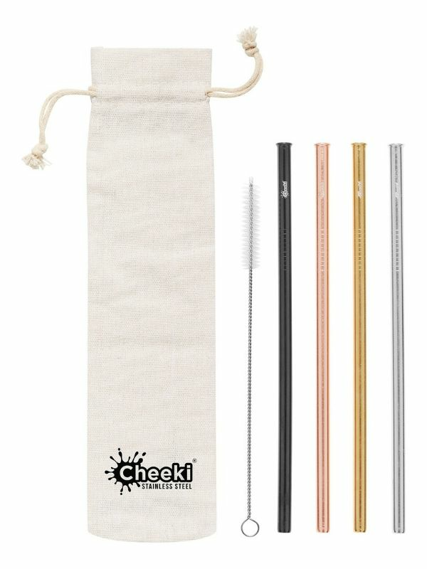 Stainless Steel Straws Straight 4 Pack (Cheeki)